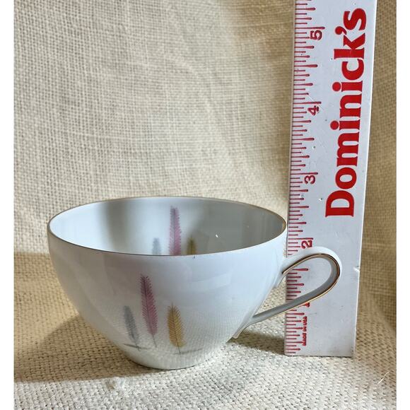 2 WINTERLING Bavaria MCM mid century modern pastel WHEAT feather cups & saucers - Picture 8 of 9